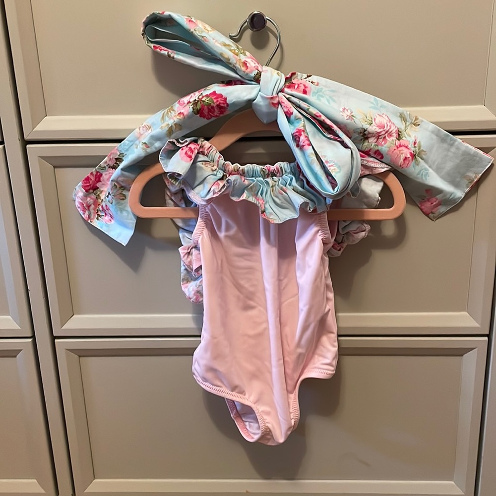 Boutique bathing suit + head wrap set